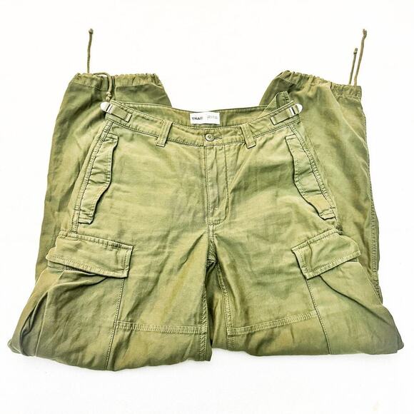 TNA Green Cargo Utility Straight Leg Denim Jeans RVST 03-06-35345-R-SP23 Size 2 - Picture 4 of 9